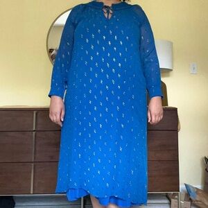 Elegant Blue Patterned Dress